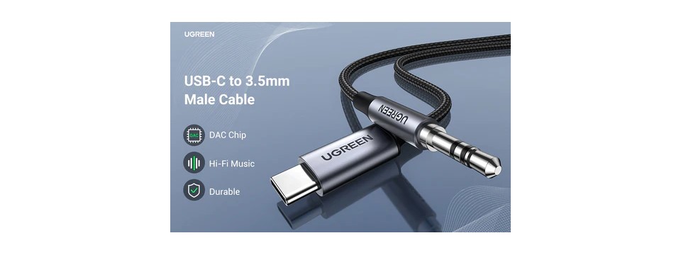 UGREEN 20192 USB-C to 3.5mm Male Audio Cable with Chip 1M Feature 1