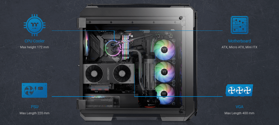 Thermaltake View 71 TG A-RGB Edition Full Tower Case - Black Feature 5