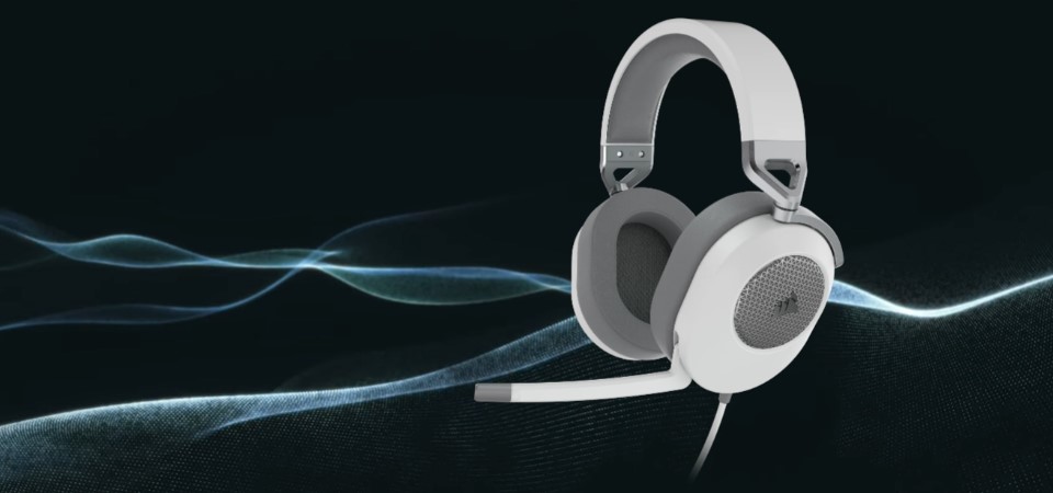 Corsair HS65 SURROUND Wired Gaming Headset - White Feature 2