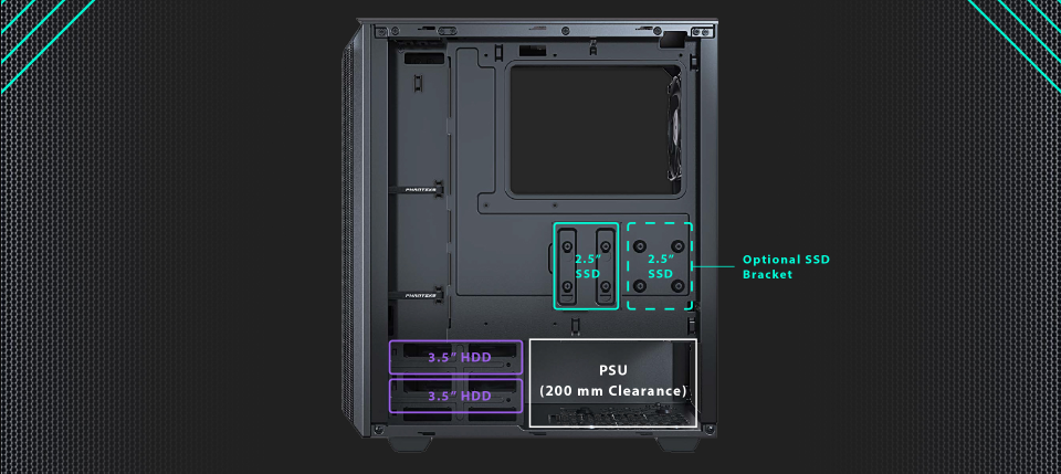 Phanteks Eclipse P300A Mesh Edition TG Case Black  Feature 2